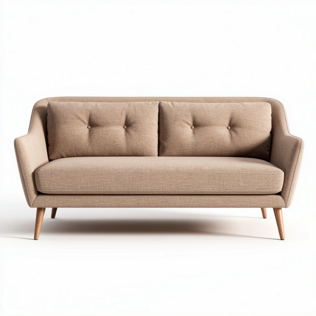 Canapé en tissu beige avec pieds en bois dimensions 180 x 80 x 75cm
