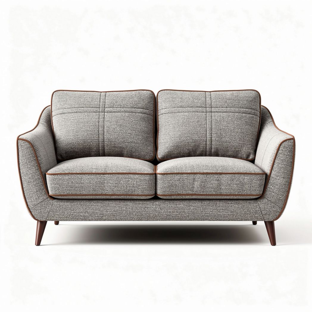 Canapé deux places en tissu gris avec structure en bois 150 x 80 x 75cm