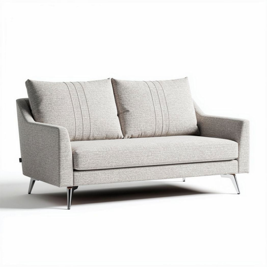 Canapé deux places gris clair en tissu dimensions 150 x 80 x 75cm