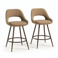 Tabourets de bar en tissu beige avec pieds en métal brun 43 x 43 x 100cm