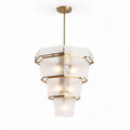 Suspension en métal doré avec abat-jour en verre transparent 20 x 20 x 40cm