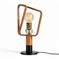 Lampe de table en bois et métal avec abat-jour en forme géométrique 20 x 15 x 30cm