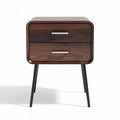 Table de nuit en bois marron avec deux tiroirs hauteur 50 cm largeur 40 cm profondeur 45 cm