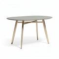 Table ovale en métal doré et surface grise 150 x 80 x 75cm pour salle à manger