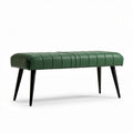 Banc en cuir vert de 150 x 40 x 45 cm avec pieds en métal noir