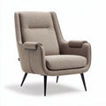 Fauteuil en tissu beige avec accoudoirs en métal dimensions 85 x 75 x 100cm